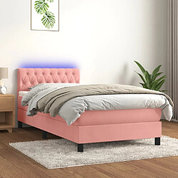 Sommier à lattes et LED,Cadre à lattes de lit avec matelas pour Adulte Rose 90x190 cm -MN14466