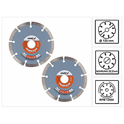 WellCut Disques à tronçonner diamant 125 x 22,23 mm - 2 pièces ( 2x WC-SD12522 )