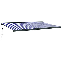 vidaXL Auvent rétractable bleu et blanc 5x3 m tissu et aluminium