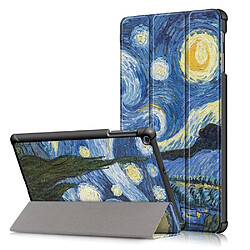 Etui en PU motif imprimé tri-pliure avec support ciel étoilé pour votre Samsung Galaxy Tab A 10.1 (2019) T515/T510