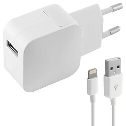 Totalcadeau Boîtier Mural + Câble Lightning USB compatible iPhone Blanc - Chargeur téléphone pas cher