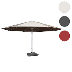 Mendler Parasol Meran II, gastronomie, parasol pour marché, Ø 5m, poteau alu,blanc 28 kg ~ crème-beige avec support