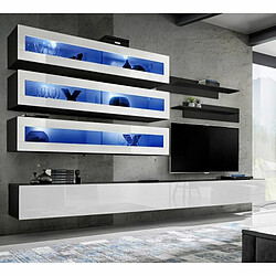 Paris Prix Meuble TV Mural Design Fly X 320cm Blanc & Noir