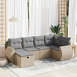 vidaXL Salon de jardin avec coussins 6 pcs beige résine tressée