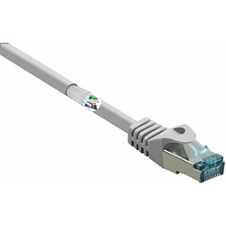 Renkforce RF-5224656 RJ45 Câble réseau, câble patch CAT 6a S/FTP 20.00 m gris avec cliquet dencastrement, ignifuge 1 pc(s)