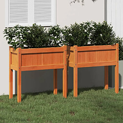 vidaXL Jardinières 2 pcs avec pieds cire marron bois de pin massif