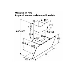 Avis Hotte décorative inclinée 80cm 550m3/h noir - DWK85DK60 - BOSCH