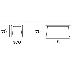 Inside 75 Table repas NORDIC 6 couverts 160 x 100 cm pieds chêne plateau céramique vulcano