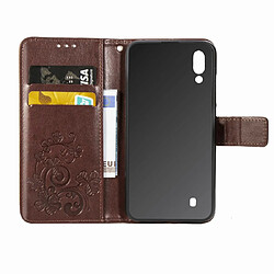 Acheter Wewoo Housse Coque Étui en cuir à Motif fleurs pressées Lucky Clover pour Galaxy M10avec porte-cartes et porte-cartesportefeuille et dragonne Marron