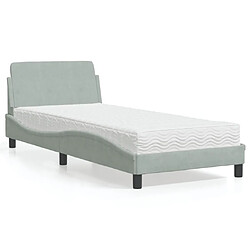 Vidaxl Lit avec matelas gris clair 80x200 cm velours