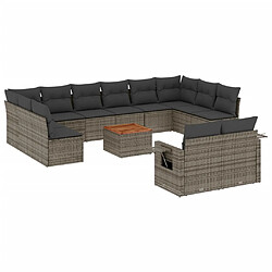 Maison Chic Salon de jardin avec coussins 13 pcs, Ensemble Tables et chaises de jardin, gris résine tressée -GKD456280