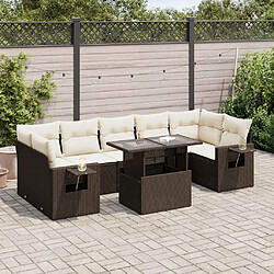 vidaXL Salon de jardin 8 pcs avec coussins marron résine tressée