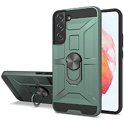 Coque en TPU anti-rayures, magnétique avec béquille pour votre Samsung Galaxy S21 4G/5G - vert nuit