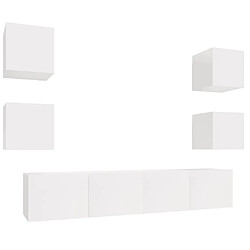 vidaXL Ensemble de meubles TV 6 pcs Blanc brillant Bois d'ingénierie