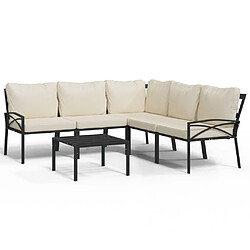 Maison Chic Salon de jardin 6 pcs + coussins - Mobilier/Meubles de jardin - Table et chaises d'extérieur sable acier -MN27964