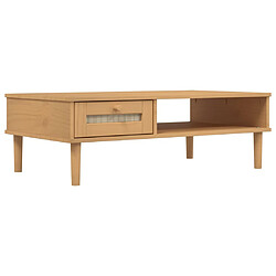 Maison Chic Table basse,Table Console Table d'appoint, Table pour salon SENJA aspect rotin marron 100x55x33 cm bois massif -MN87904