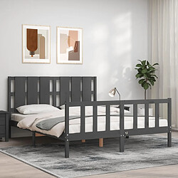 Maison Chic Lit adulte - Cadre Structure de lit avec tête de lit Contemporain gris King Size bois massif -MN85353