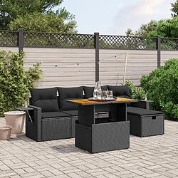 Maison Chic Ensemble Tables et chaises d'extérieur 6pcs avec coussins,Salon de jardin noir résine tressée -GKD648978