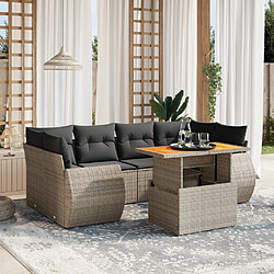 vidaXL Salon de jardin avec coussins 7 pcs gris résine tressée