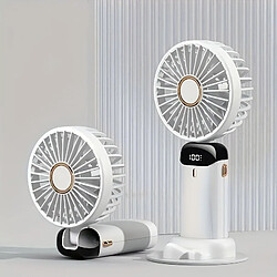 (Blanc) Mini Ventilateur Polyvalent À 5 Vitesses Avec Écran LED-Ventilateur Portable Intérieur / Extérieur Rechargeable Par USB, Pliable, À Commande Tactile