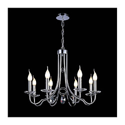 Luminaire Center Suspension Danya rond 8 Ampoules chrome poli/cristal