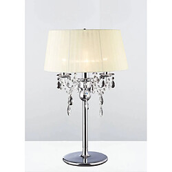 Luminaire Center Lampe de Table Olivia avec Abat jour crème ivoire 3 Ampoules chrome poli/cristal