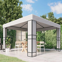 vidaXL Tonnelle avec toit double 3x3 m Blanc