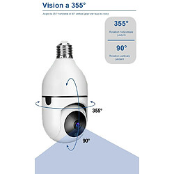 Ampoule caméra wifi intelligente de surveillance vision HD 355° nocturne IP66 audio bidirectionnelle + micro SD 128go