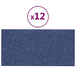 vidaXL Panneaux muraux 12 pcs Bleu 30x15 cm Tissu 0,54 m²