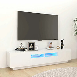 Maison Chic Meubles TV avec lumières LED - Banc TV pour salon Blanc brillant 180x35x40 cm -MN44011