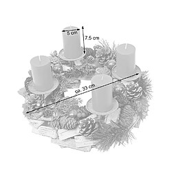 Decoshop26 Couronne de l'Avent décoration de Noël rond en bois Ø 33cm avec 4x bougies rouges 04_0002556 pas cher