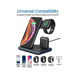 Avis Universal 3 en 1 universel 15w qi chargeur sans fil x 8 iaomi charge rapide 3.0 chargeur rapide quai apple regarder 4321 blanc