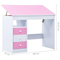 vidaXL Bureau pour enfants Inclinable Rose et blanc pas cher