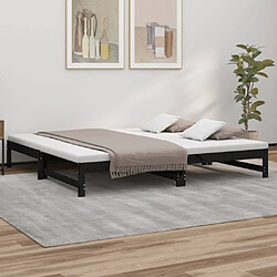 vidaXL Lit coulissant sans matelas noir 2x(100x200) cm