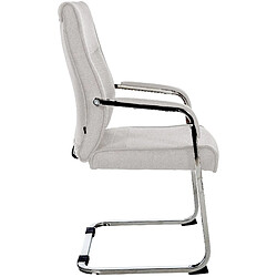 Decoshop26 Fauteuil de bureau chaise visiteur sans roulettes piétement luge en métal chromé et assise en tissu gris 10_0003356