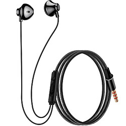 LinQ Écouteurs Nylon Tressé Intra-auriculaires Jack 3.5mm Kit mains libres Noir