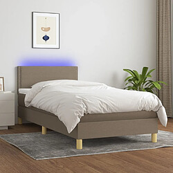 Sommier à lattes LED,Cadre à lattes de lit avec matelas pour Adulte Taupe 100x200 cm Tissu -MN57764