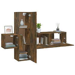 Acheter Maison Chic Ensemble de meubles TV 3 pcs | Banc TV Moderne pour salon | Meuble de Rangement - Chêne fumé Bois d'ingénierie -MN32521