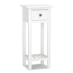 Helloshop26 Table d'appoint bouts de canapé avec tiroir et étagère aucun assemblage petite table haute étroite pour chambre salon entrée 35 x 30 x 80 cm blanc 20_0005203