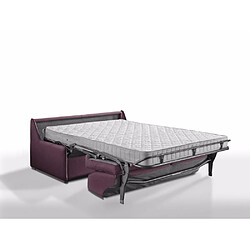 Inside 75 Canapé lit compact 2-3 places ARPEGIO OUVERTURE EXPRESS 120 cm cuir violet sommier lattes RENATONISI matelas BULTEX