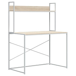 vidaXL Bureau d'ordinateur Blanc chêne 110x60x138 cm Bois d'ingénierie