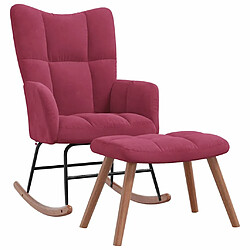 vidaXL Chaise à bascule avec repose-pied Rouge bordeaux Velours