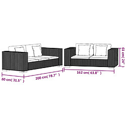 vidaXL Ensemble de canapés à 2 et à 3 places rotin véritable pas cher
