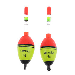 2 pcs lumineux flotteur de pêche vertical rock bouée de pêche en plastique bobber 8g