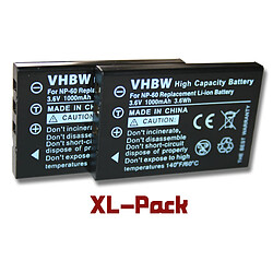 vhbw 2x Batteries compatible avec Acer CR-5130, CR-6530 appareil photo APRN (1000mAh, 3,6V, Li-ion)