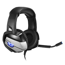 Wewoo Casque noir et gris pour PS4, Smartphone, Tablette, Ordinateur, Ordinateur Portable + Deep Bass Gaming avec Microphone Lumière LED