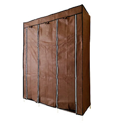 Avis Dressing en tissu avec portes à fermeture éclair et poches latérales Nyana Home Dimensions 170x127x45 cm Marron