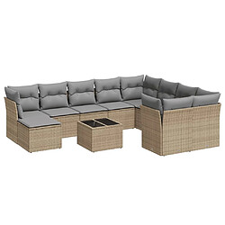 Maison Chic Salon de jardin 11 pcs avec coussins | Ensemble de Table et chaises | Mobilier d'Extérieur beige résine tressée -GKD71374