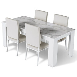 Avis Bestmobilier Amaury - table à manger - blanc - plateau effet marbre - 4 à 6 personnes