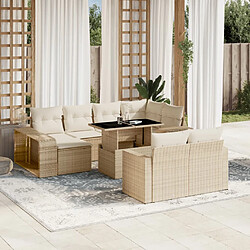 vidaXL Salon de jardin 11 pcs avec coussins beige résine tressée